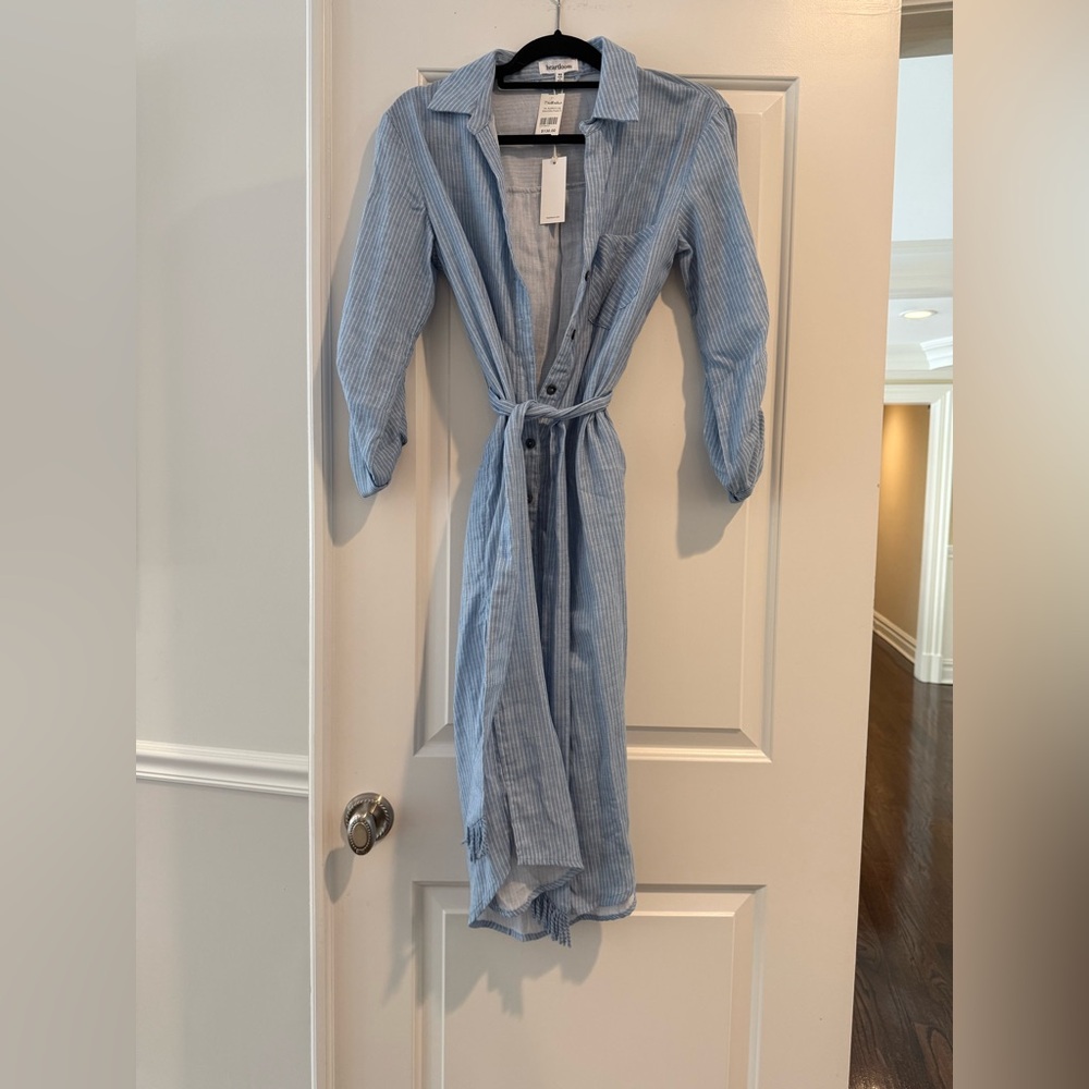 Heartloom Blue Long Sleeve Cuffed Collar Shirt Dress